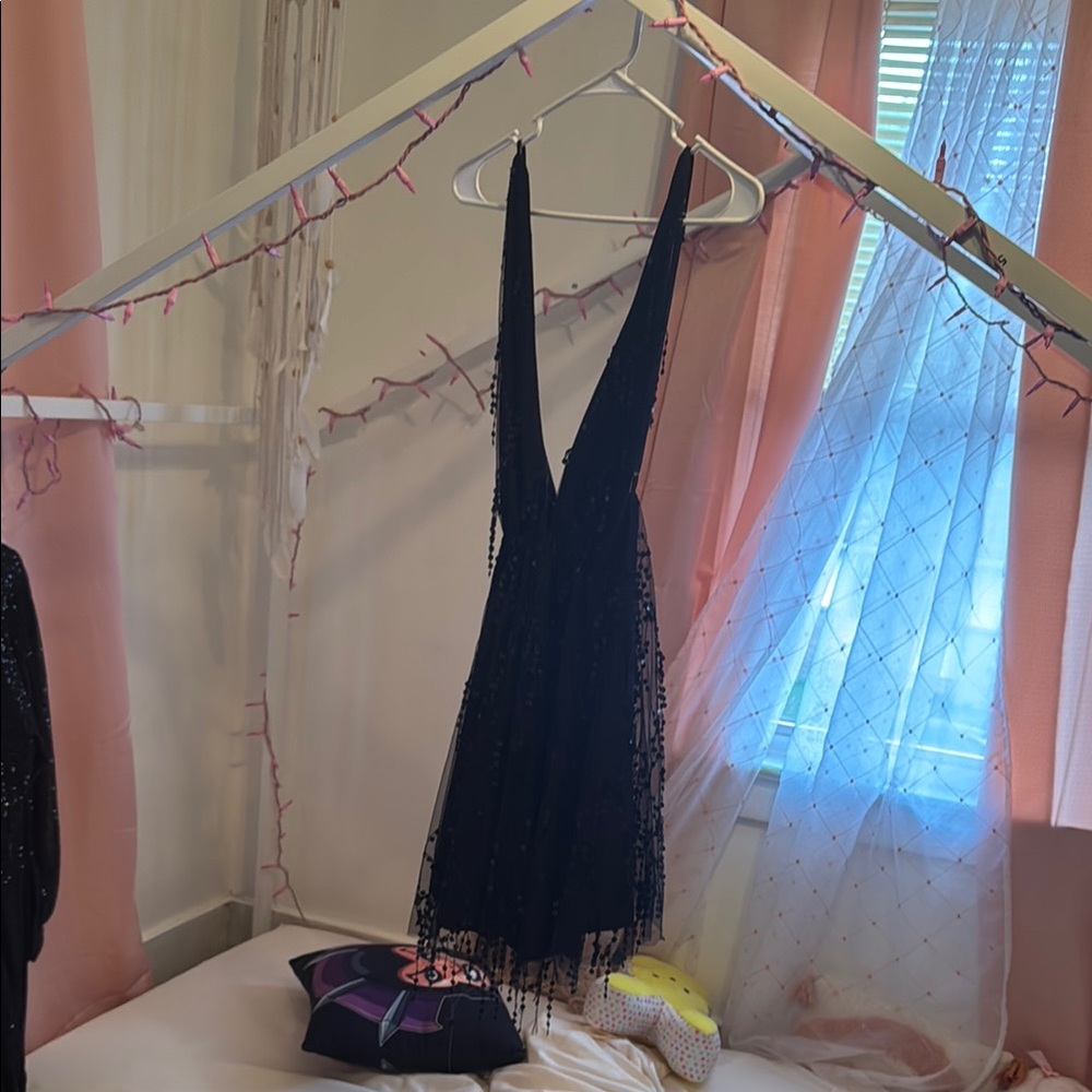 Hello Molly TRY YOUR LUCK SEQUIN DRESS BLACK